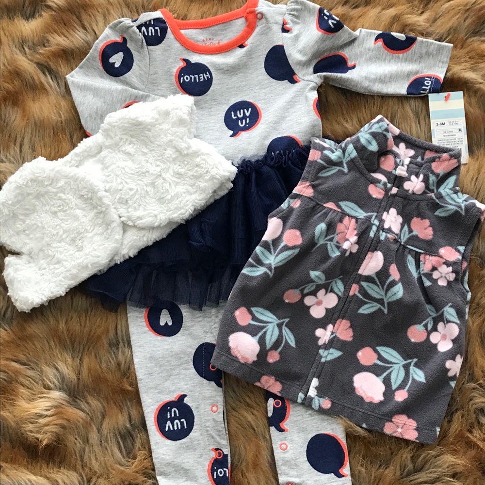 Baby girls lot jumpsuit romper fur top vest 3-6